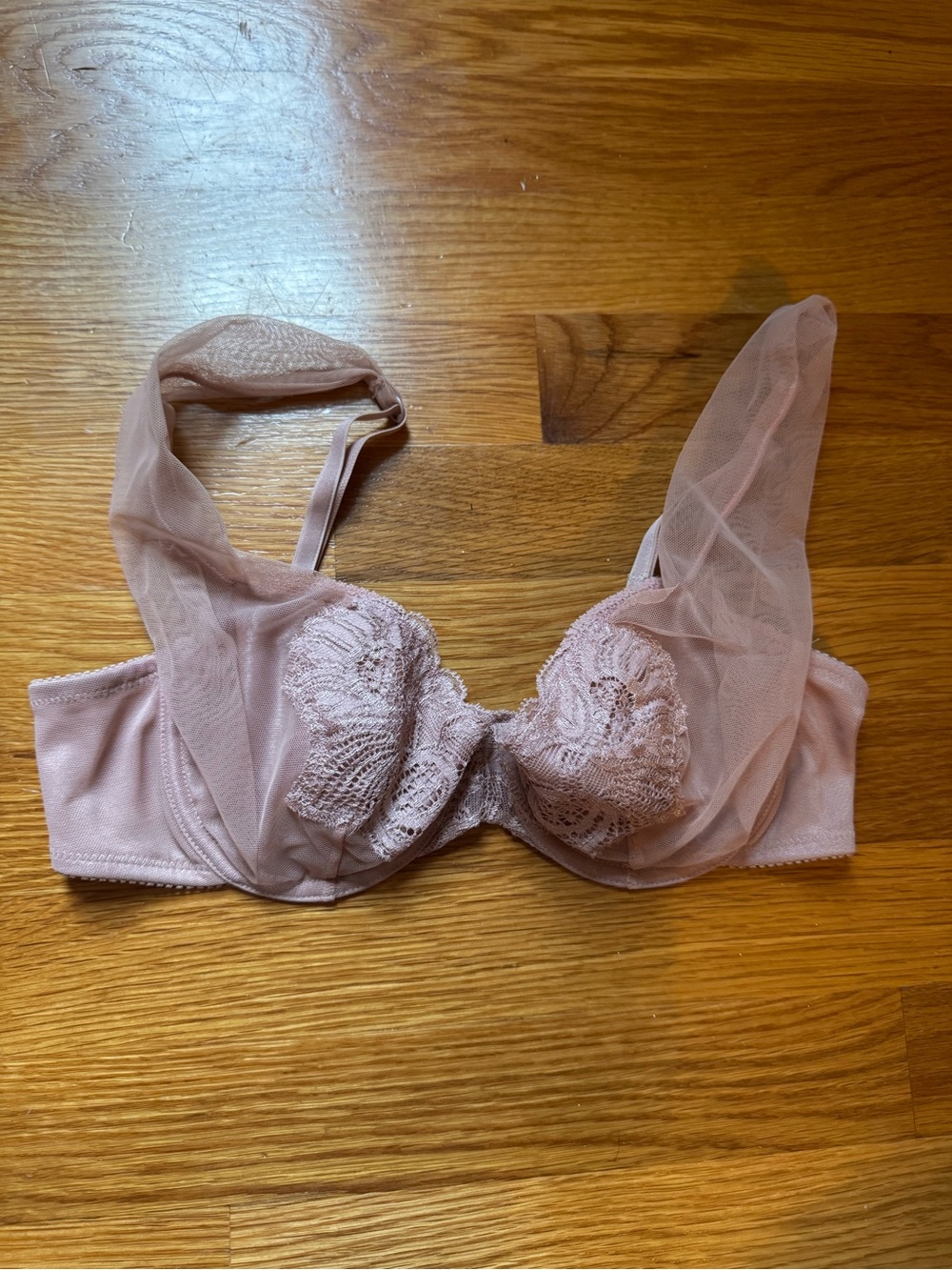 Victoria’s Secret Sheer Lace Underwire Bra in Blush 34B